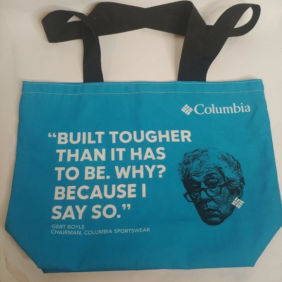 Columbia Sportswear Tote Bag Gert Boyle 19x14" Built Tougher Than It Has To Be - Picture 1 of 4